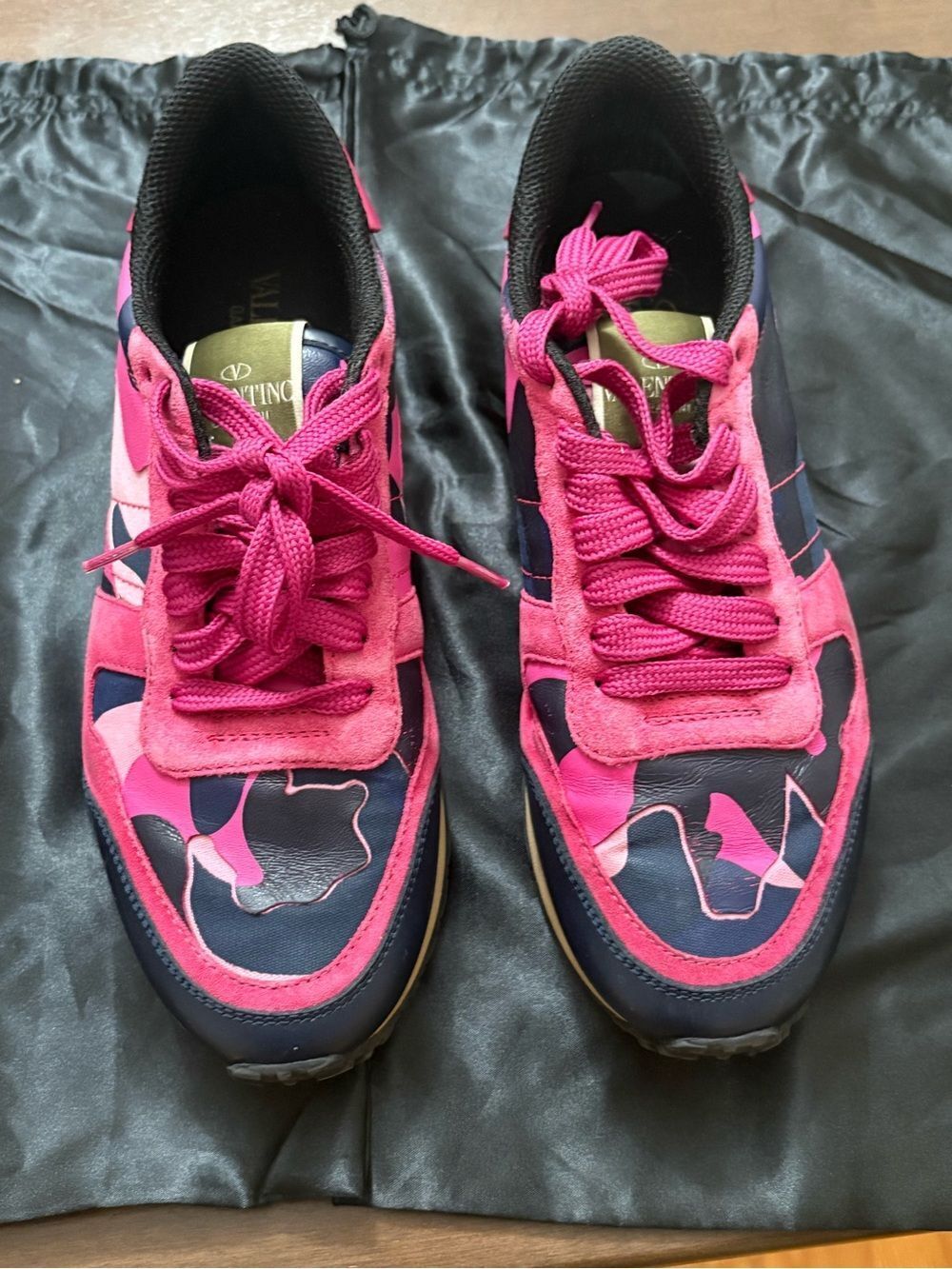 Valentino Pink & Navy Camouflage Lace-Up Runner Sneakers